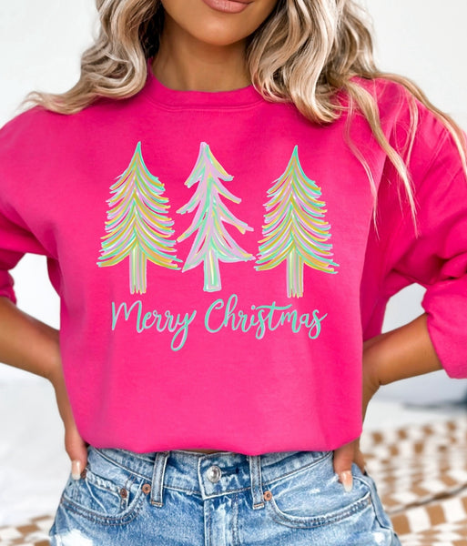 Merry Christmas Painted Trees