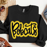 Bobcats Black and Gold Stitch