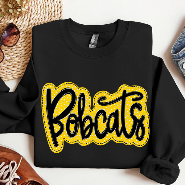 Bobcats Black and Gold Stitch