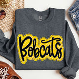Bobcats Black and Gold Stitch
